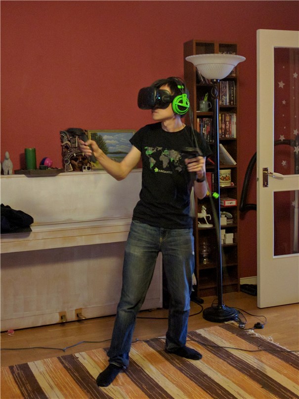 Hubsy's shooting some virtual zombies.